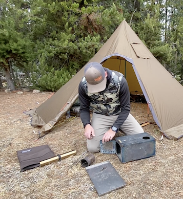 Building Hot Tent Stove Outdoors