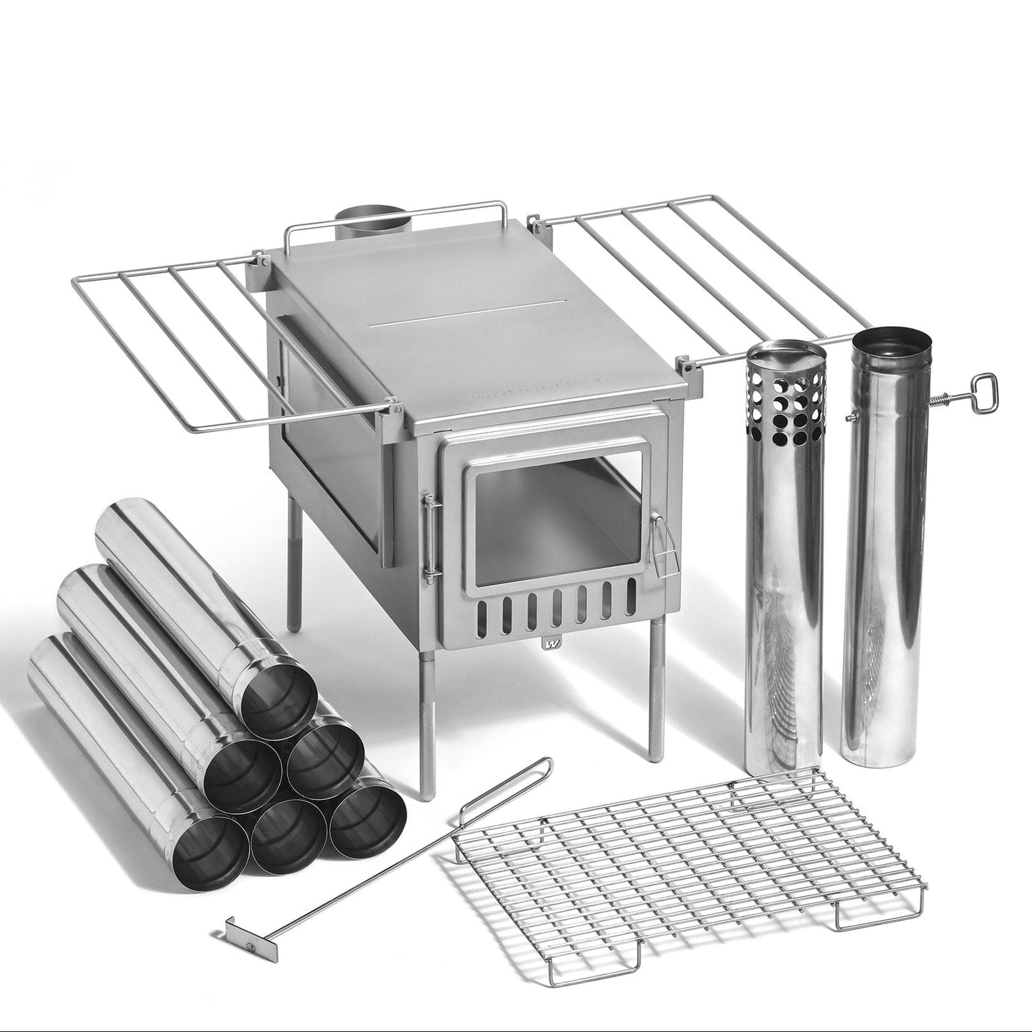 Xstove XL Tent Wood Stove Kit Side-view window authentic from Wild Wild West with logo