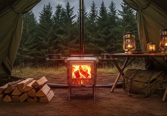 Basecamp with Tent Wood Stove Inside