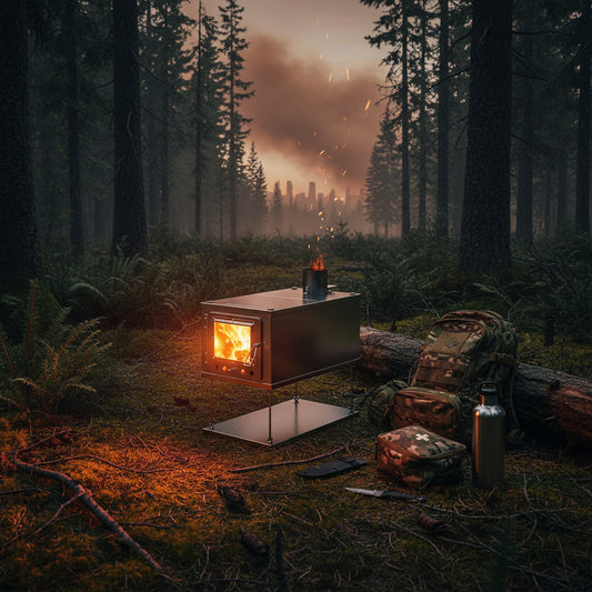 Bugout bag with collapsible wood stove