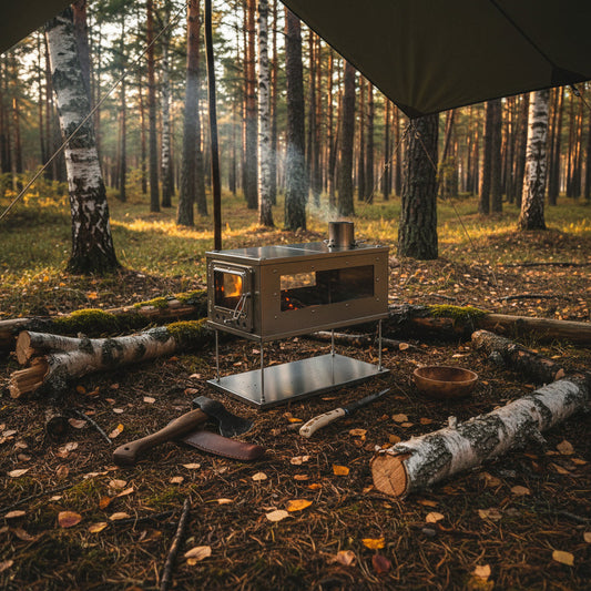 Tent wood stove for bushcraft camping