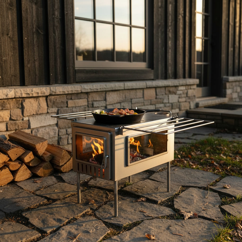 Emergency cooking source on a wood stove at home