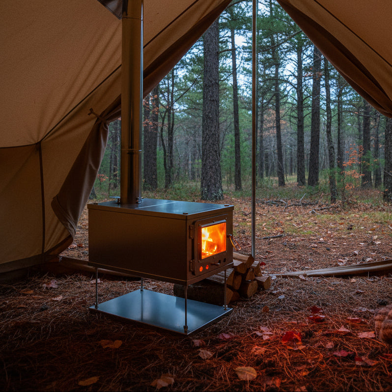 Gathering firewood for tent wood stove in the forest