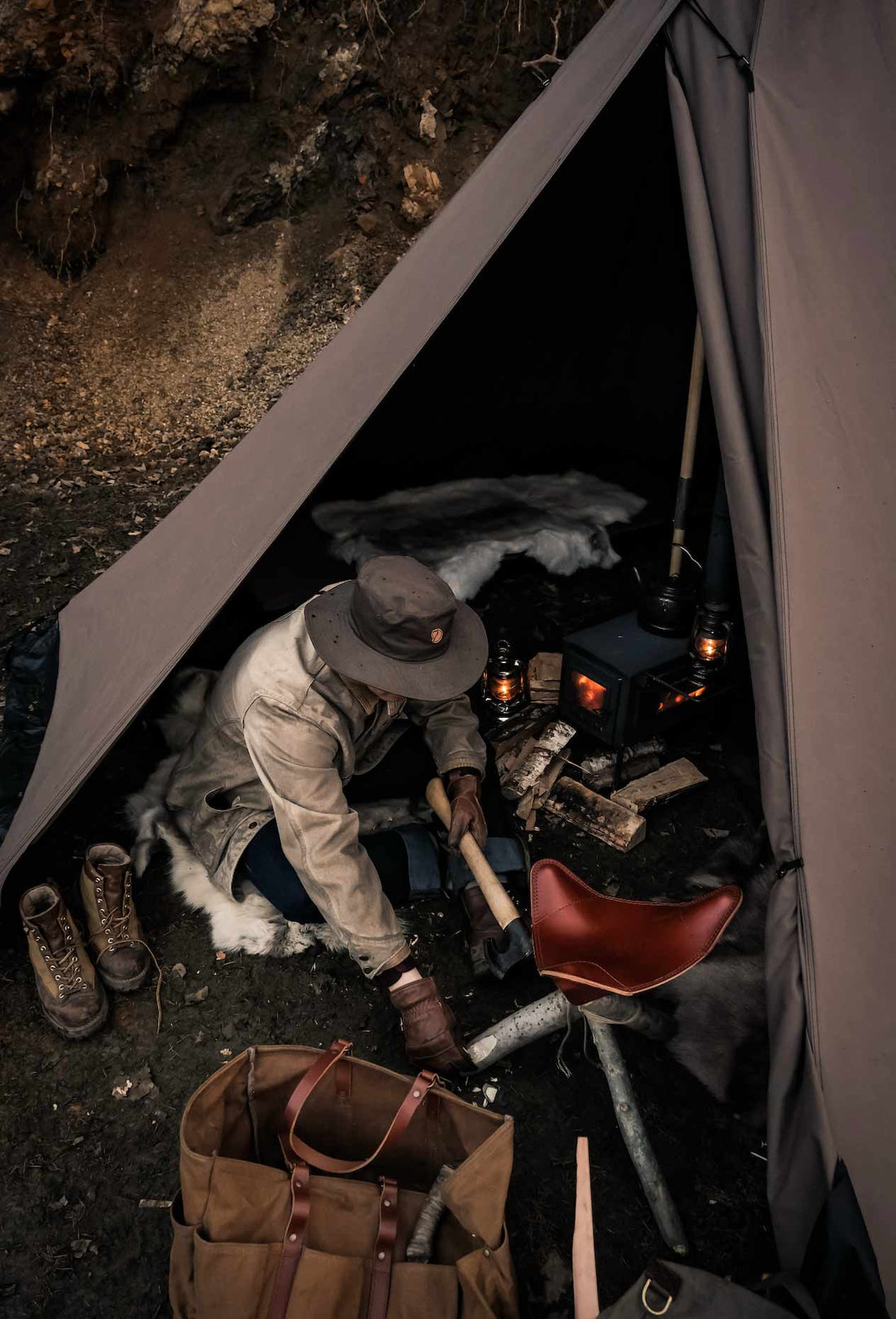 Hot Tent Stove Center Bushcraft Placement
