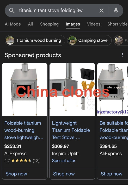China clones of Wstove (3W Tent Stove) Titanium Wood Stove by Wild Wild West