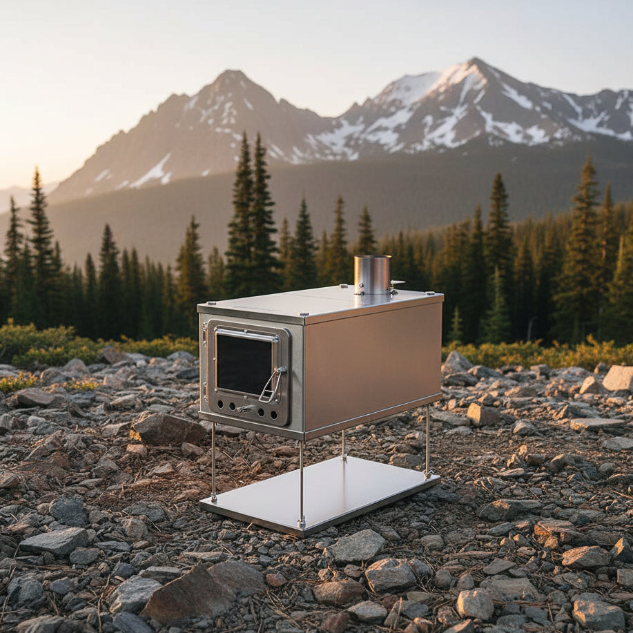 Titanium Stove in a mountain campsite