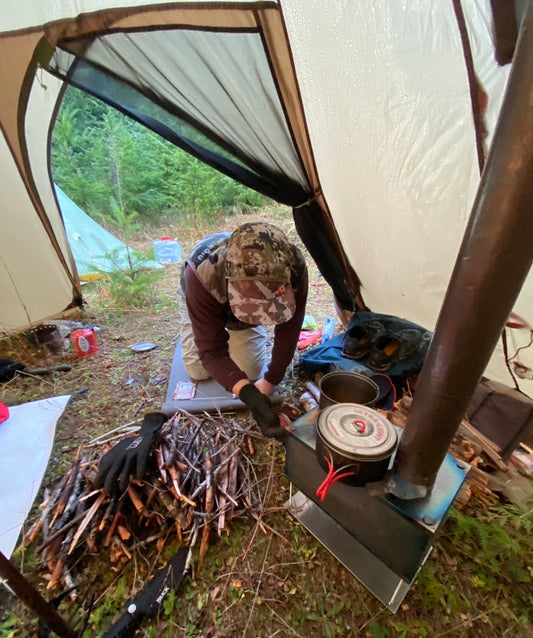 Titanium tent wood stove backpack elk hunting