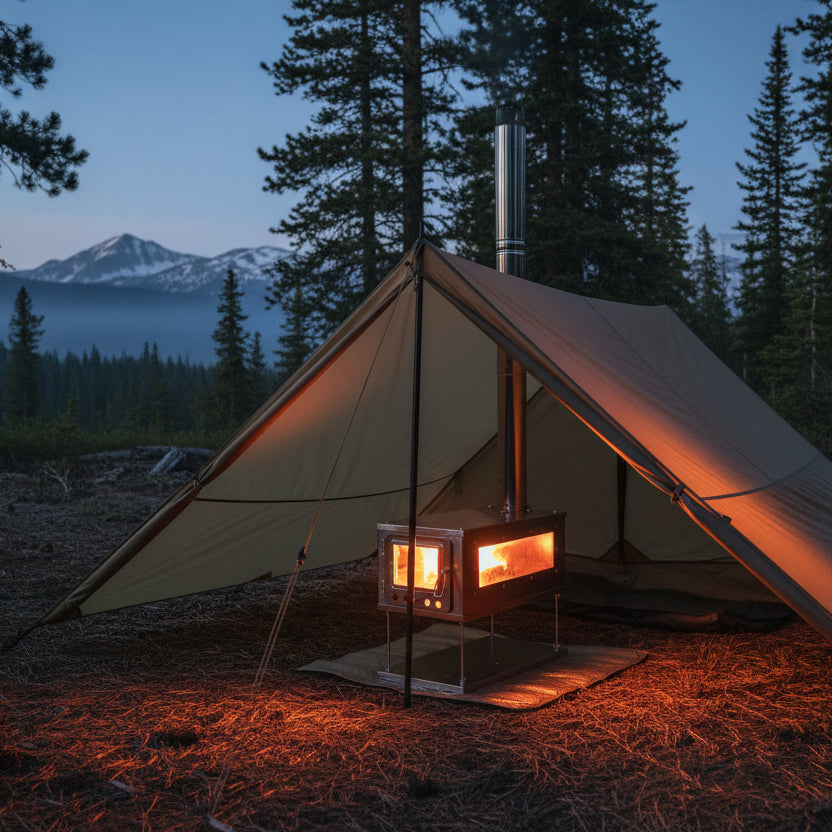 Ultralight backpacking style tent wood stove