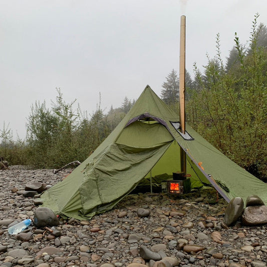Ultralight Backpacking in the Rain with Titanium Tent Wood Stove