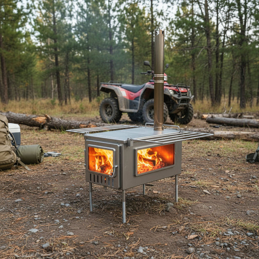 Wood stove as campfire while camping off grid