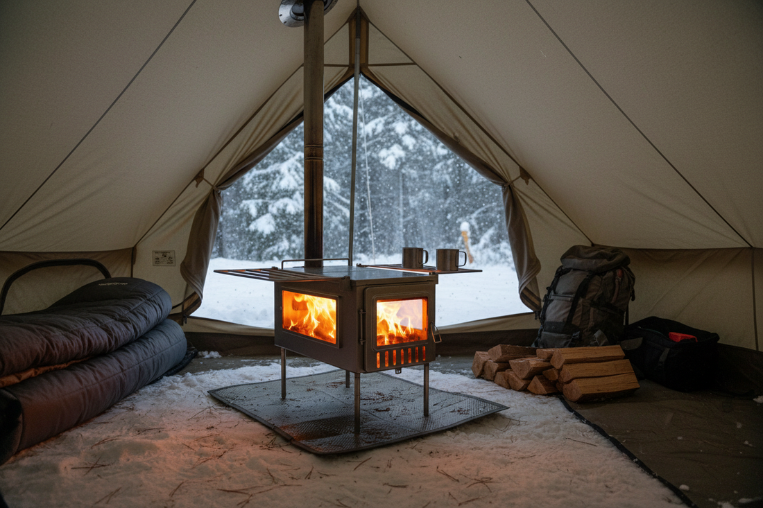 X-stove XL Hot Tent Stove inside canvas tent