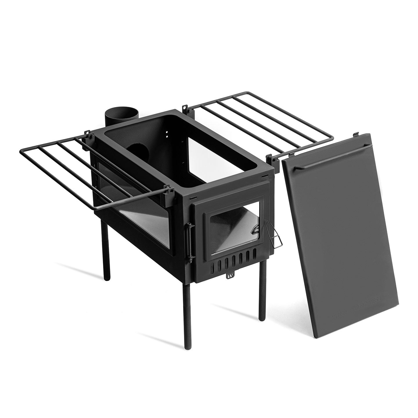 Hunter Medium Hot Tent Stove Authentic by Wild Wild West Stove Top Off with logos