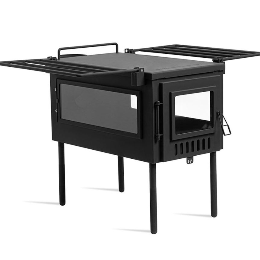 Hunter Medium Tent Wood Stove with Glass Viewing Windows Black Authentic Wild Wild West with logo