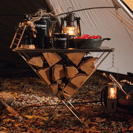 Log-table Folding Camp Table camping gear Front bushcraft