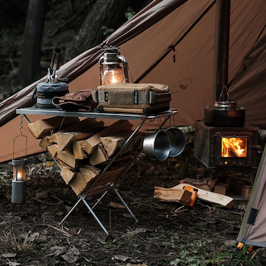 Log-table Folding Camp Table firewood tent Stove door