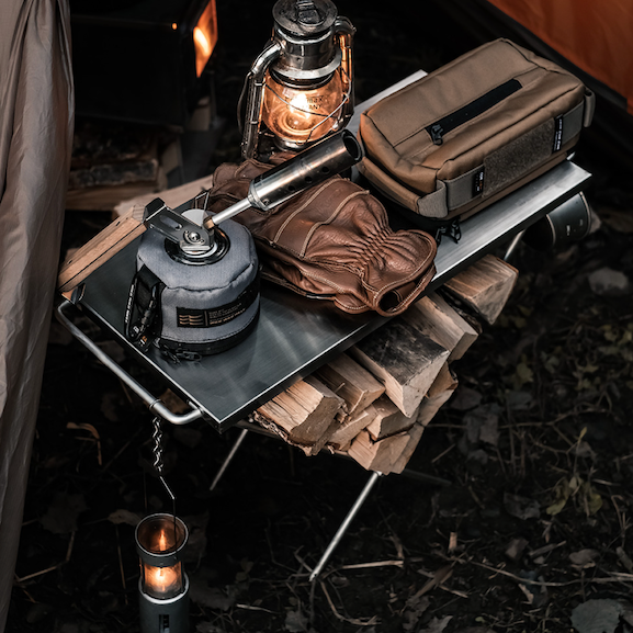 Log-table Folding Camp Table gear top example