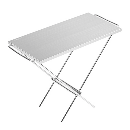Log-table Folding Camp Table stainless steel finish
