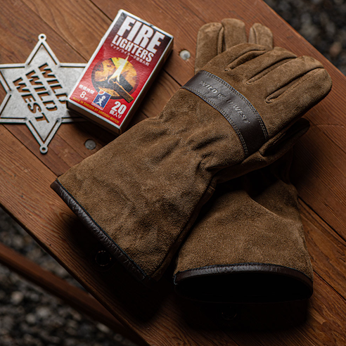 WFGL Campfire Gloves and matches with Wild Wild West logo
