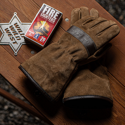 WFGL Campfire Gloves and matches with Wild Wild West logo