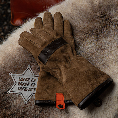 WFGL Campfire Gloves with Wild Wild West Logo on Fur