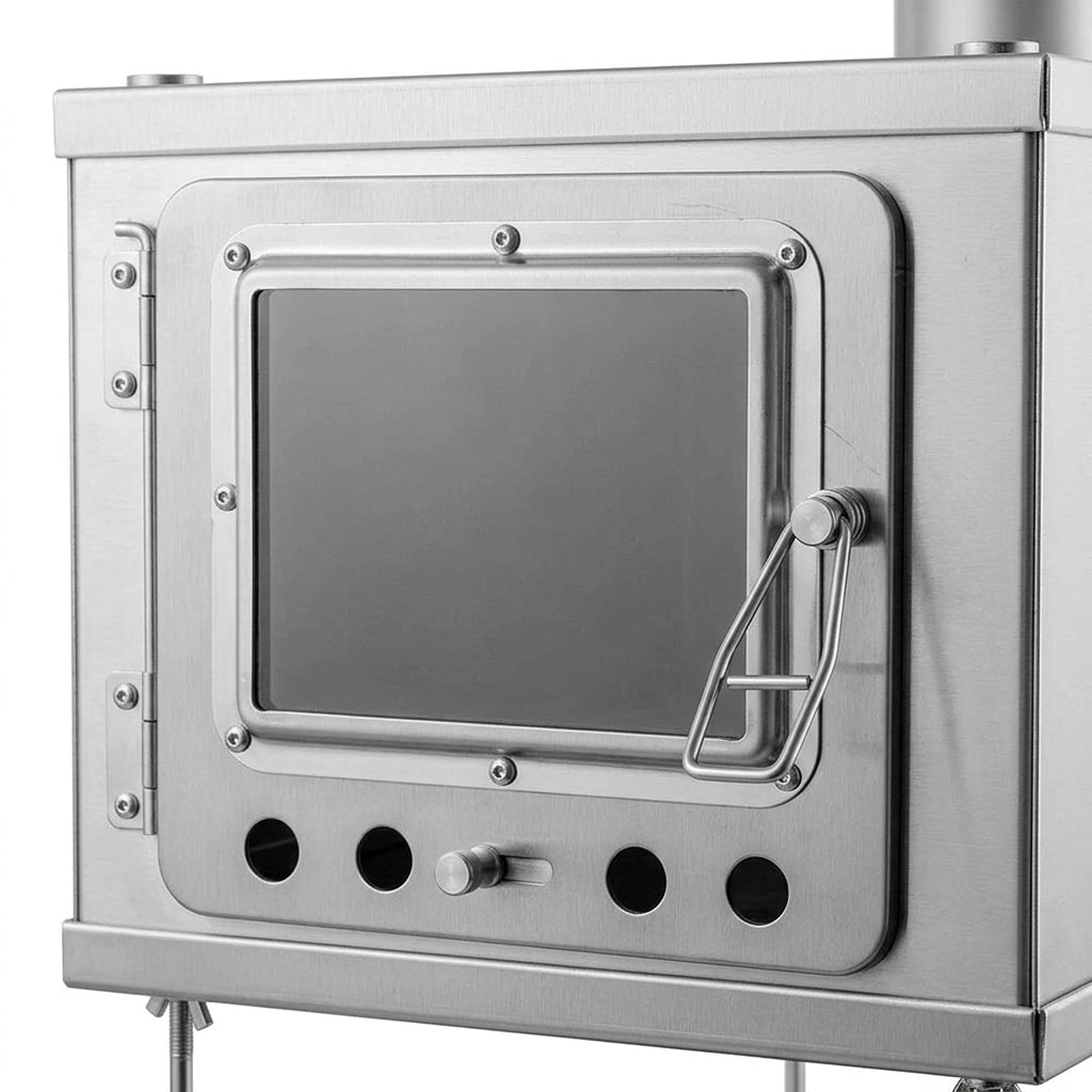 W-stove 3W Tent Stove detail on front door and window