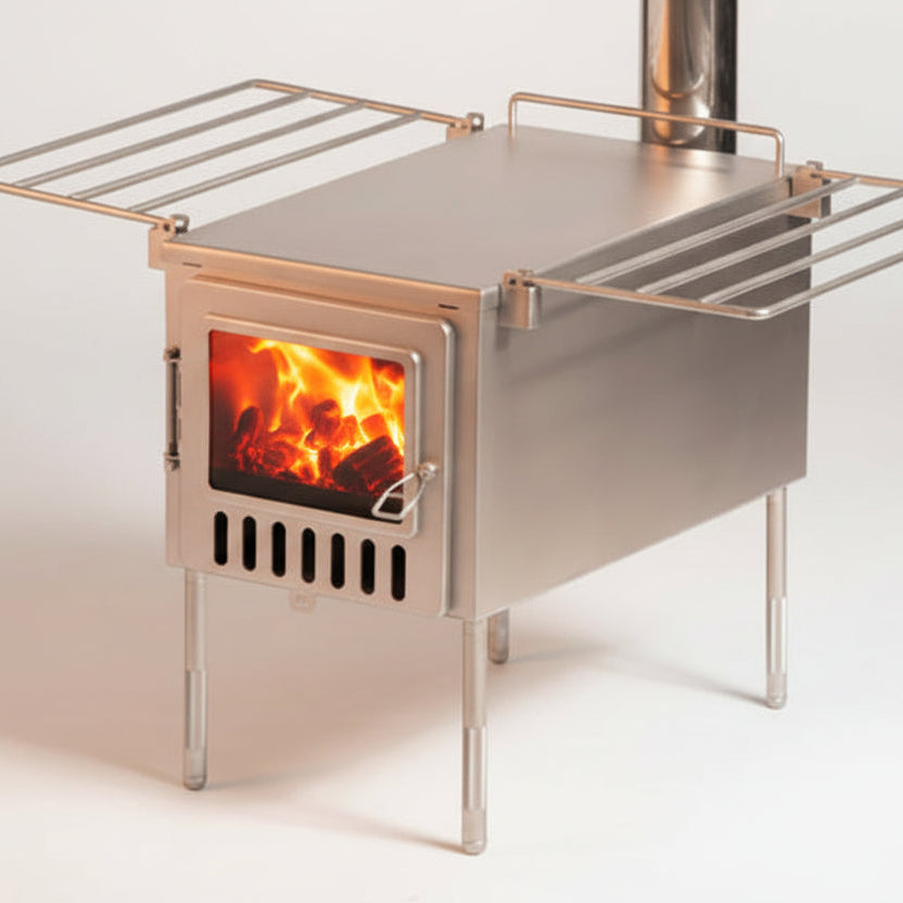 X-stove XL Hot Tent Wood Stove with fire viewing window out of stainless steel