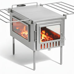 Xstove XL Tent Wood Stove Kit Side-view window authentic from Wild Wild West with logo