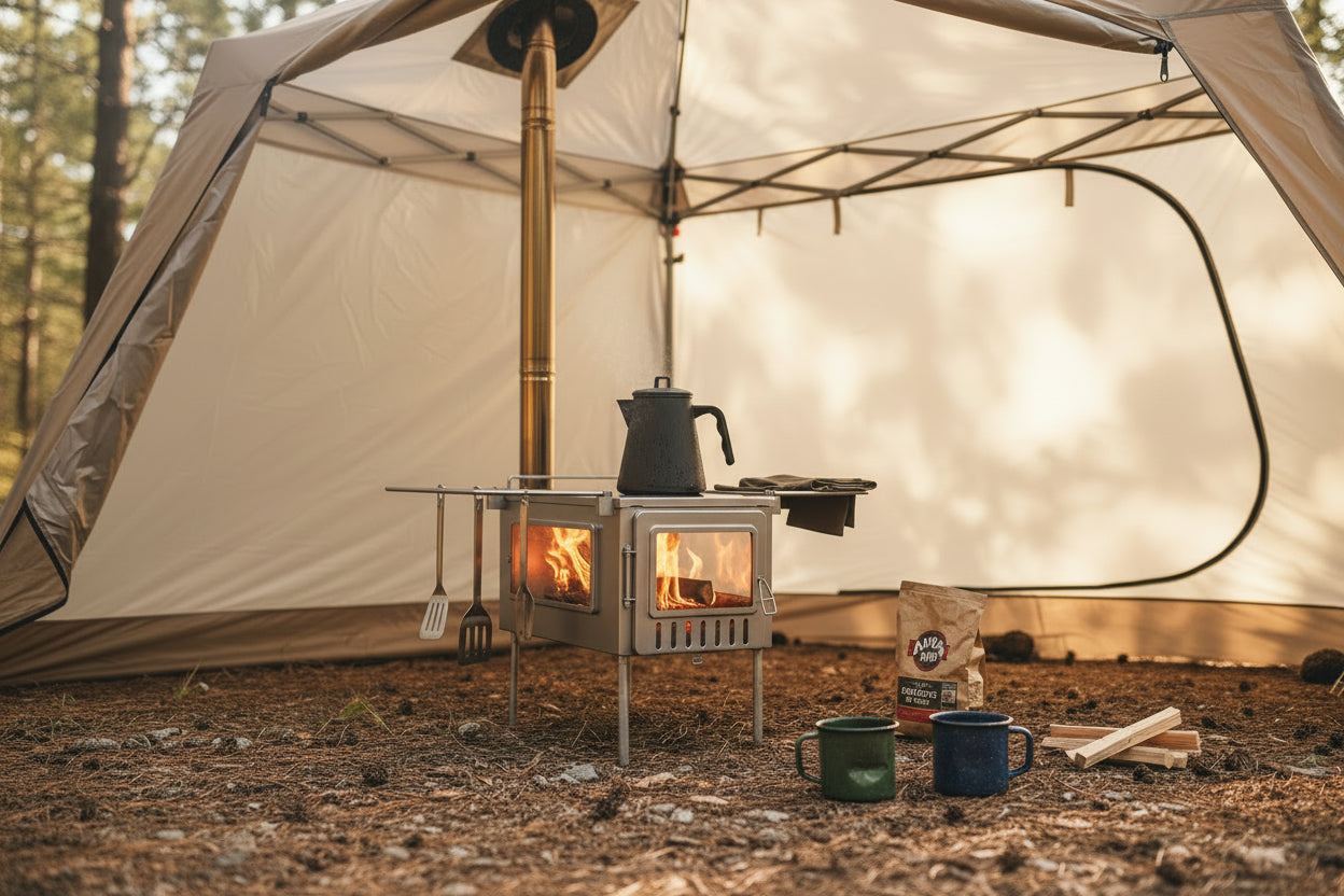 X-stove XL Wood Stove Pop-up Canopy Camping Shelter 