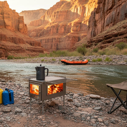 X-stove XL Wood Stove river canyon campsite campfire
