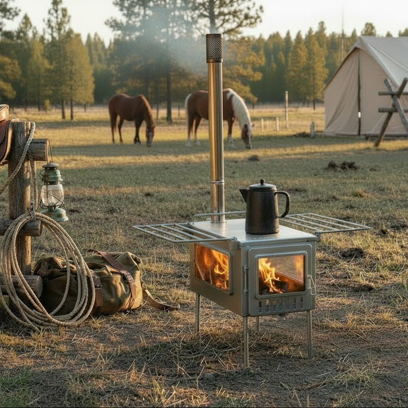 X-stove XL Wood Stove (Stainless Steel) Portable Cooktop for Hot Tent – Wild Wild West USA