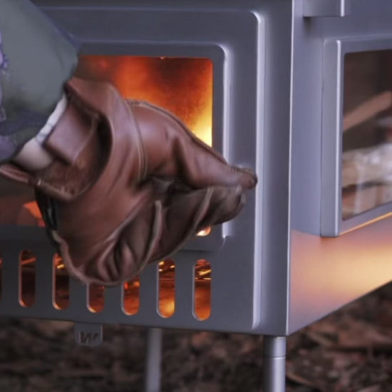 X-stove XL Hot Tent Wood Stove set-up and burn while camping