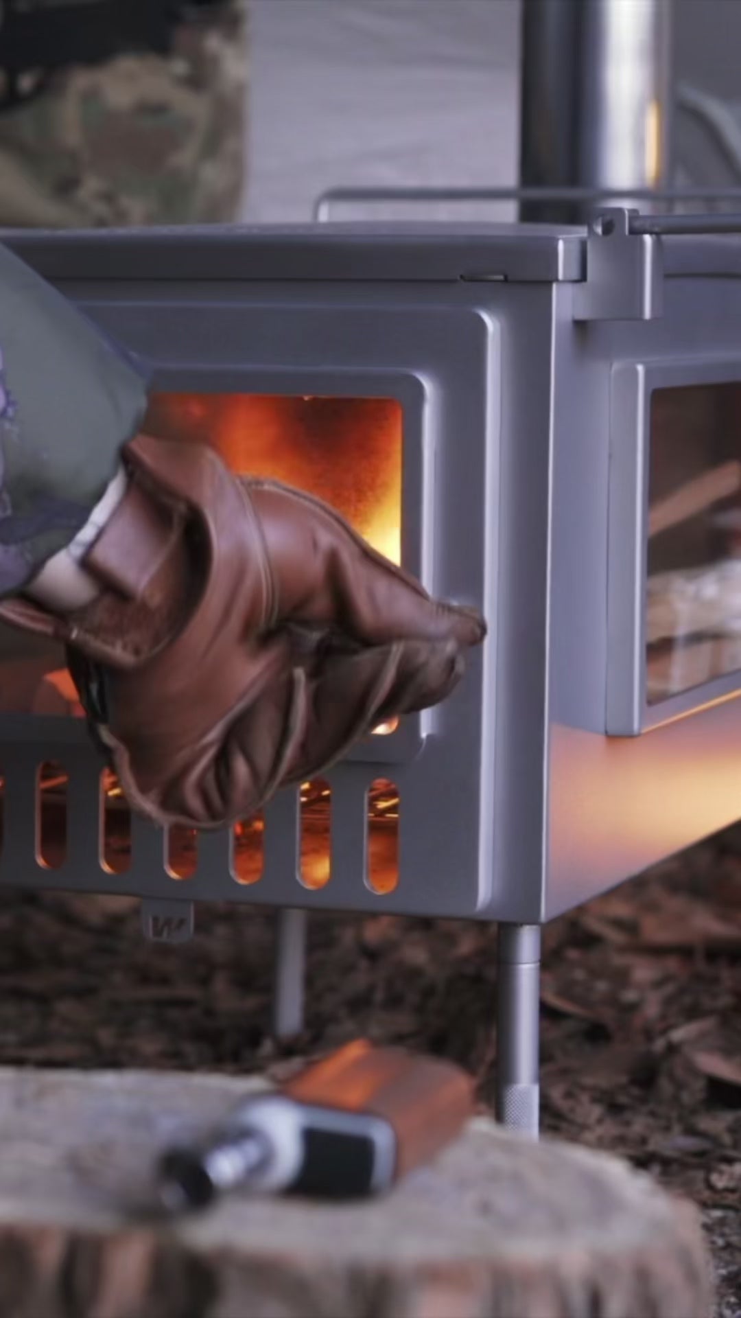 X-stove XL Hot Tent Wood Stove set-up and burn while camping